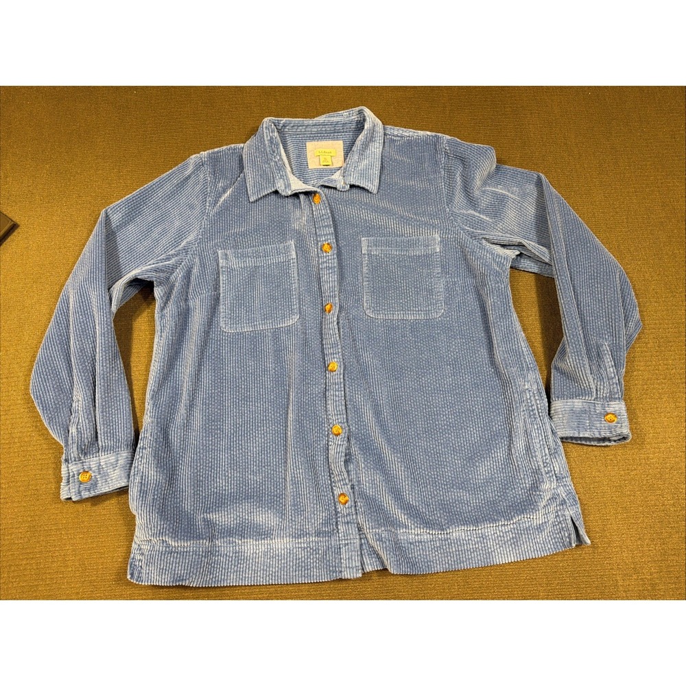 L.L. Bean Women's Comfort Corduroy Relaxed Shirt XL Large Larkspur Blue Shacket